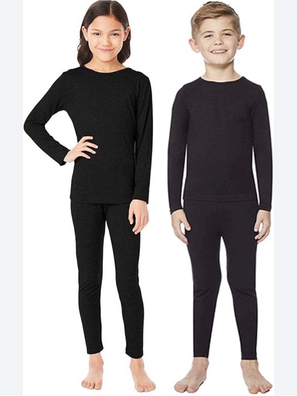 32 Degrees Heat | Kids 2-Piece Long Sleeve Crew Neck Shirt & Leggings, Small